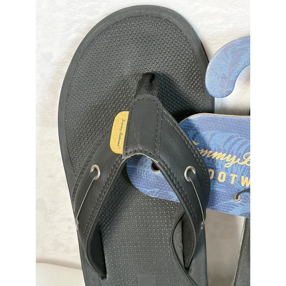 Tommy Bahama TBF Coast Men Black Flip Flop Sandals Size 9 NEW